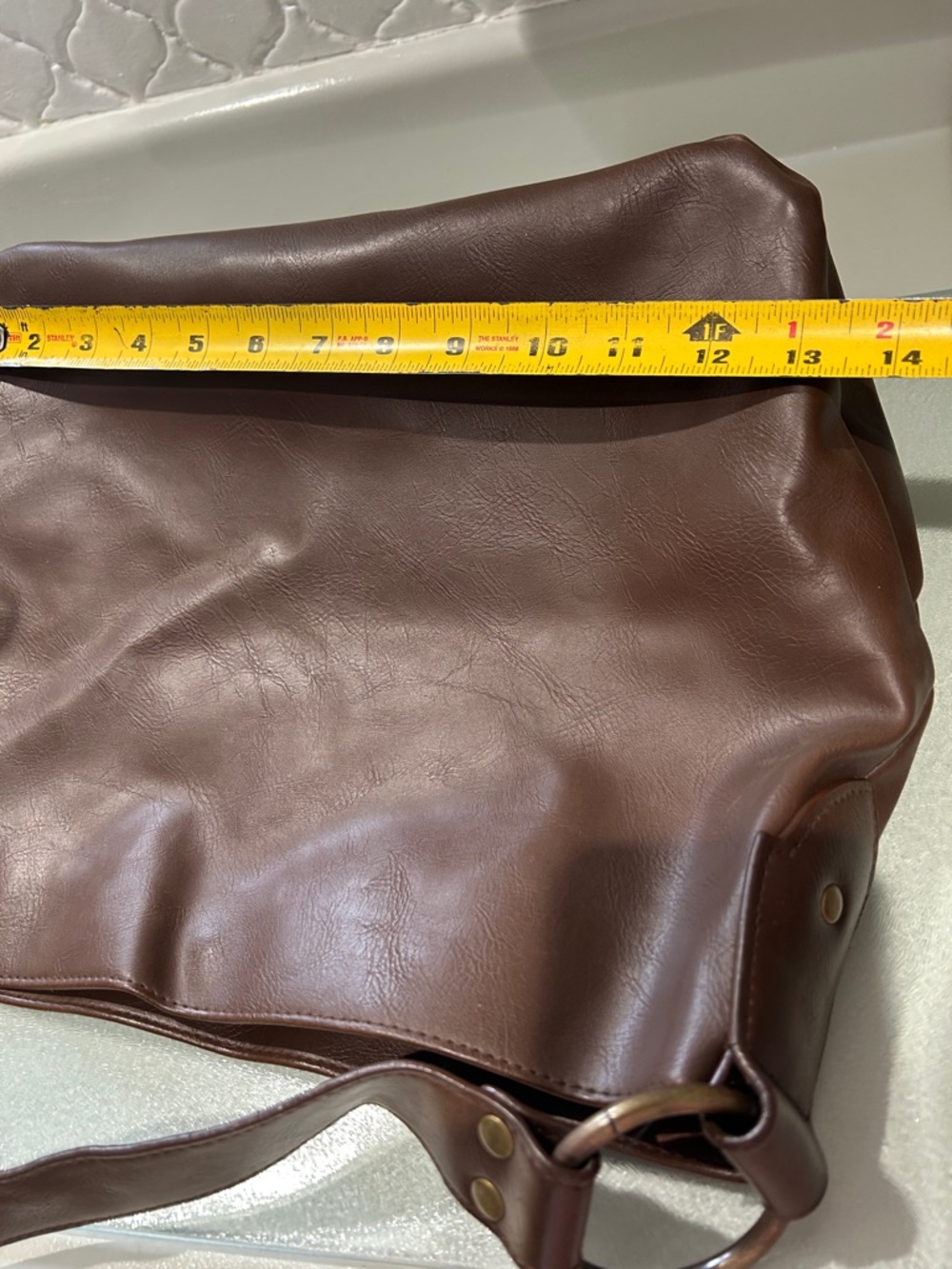 Frankie and Johnnie Studded Leather Shoulder Bag - Brown - Picture 10 of 11